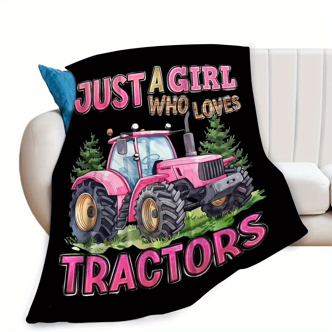 Agriculture Farming Cartoon - Superweiche Traktor-Liebhaber-Decke aus Fleece, gemütliche Bettdecke,