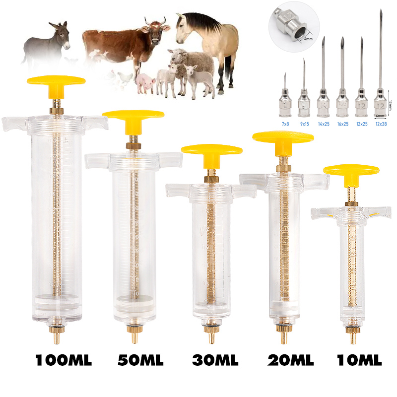 Veterinary Syringe Gun - 10/20/30/50/100 ml Einstellbare Dosis Spritze Impfstoff